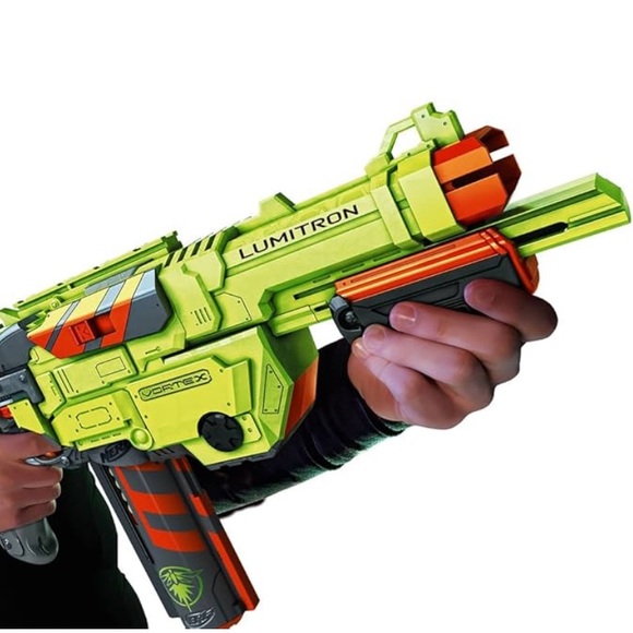 Nerf Vortex Lumitron Neon Green and Bright Orange - Picture 3 of 4